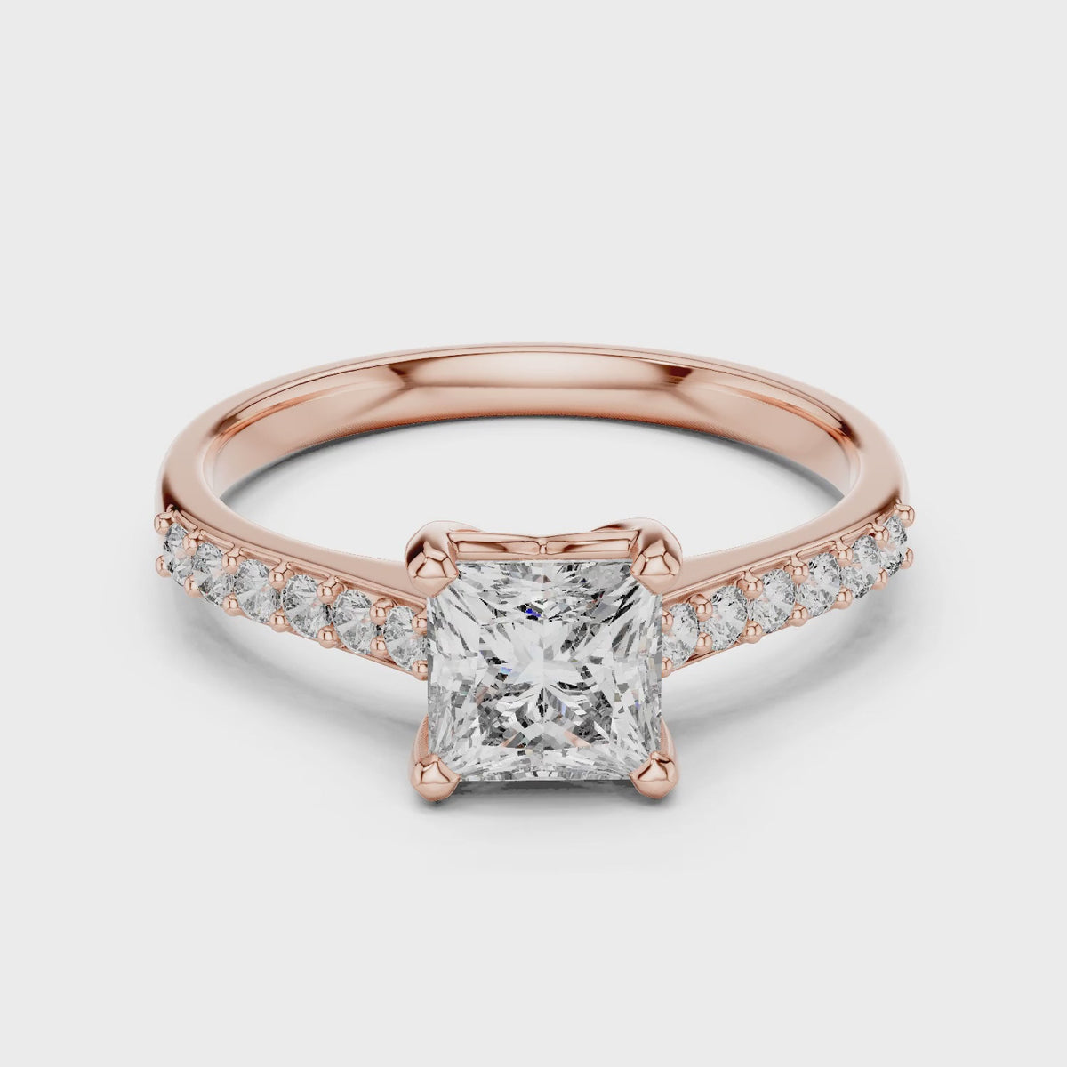 Vera 1 Carat Princess Lab Grown Diamond Graduated Engagement Ring - Rose Gold video