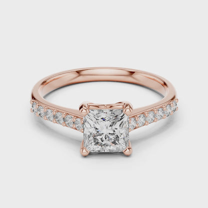 Vera 1 Carat Princess Lab Grown Diamond Graduated Engagement Ring - Rose Gold video