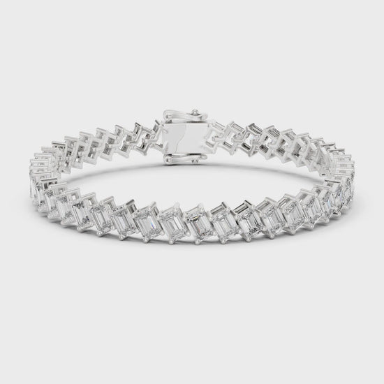 Vera 8 Carat Emerald Lab Grown Diamond Tennis Bracelet - White Gold video
