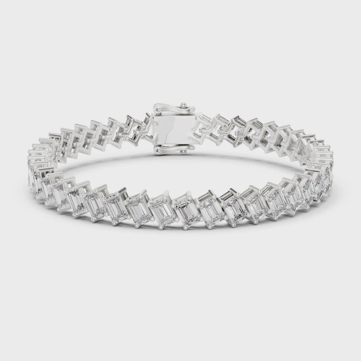 Vera 8 Carat Emerald Lab Grown Diamond Tennis Bracelet - White Gold video