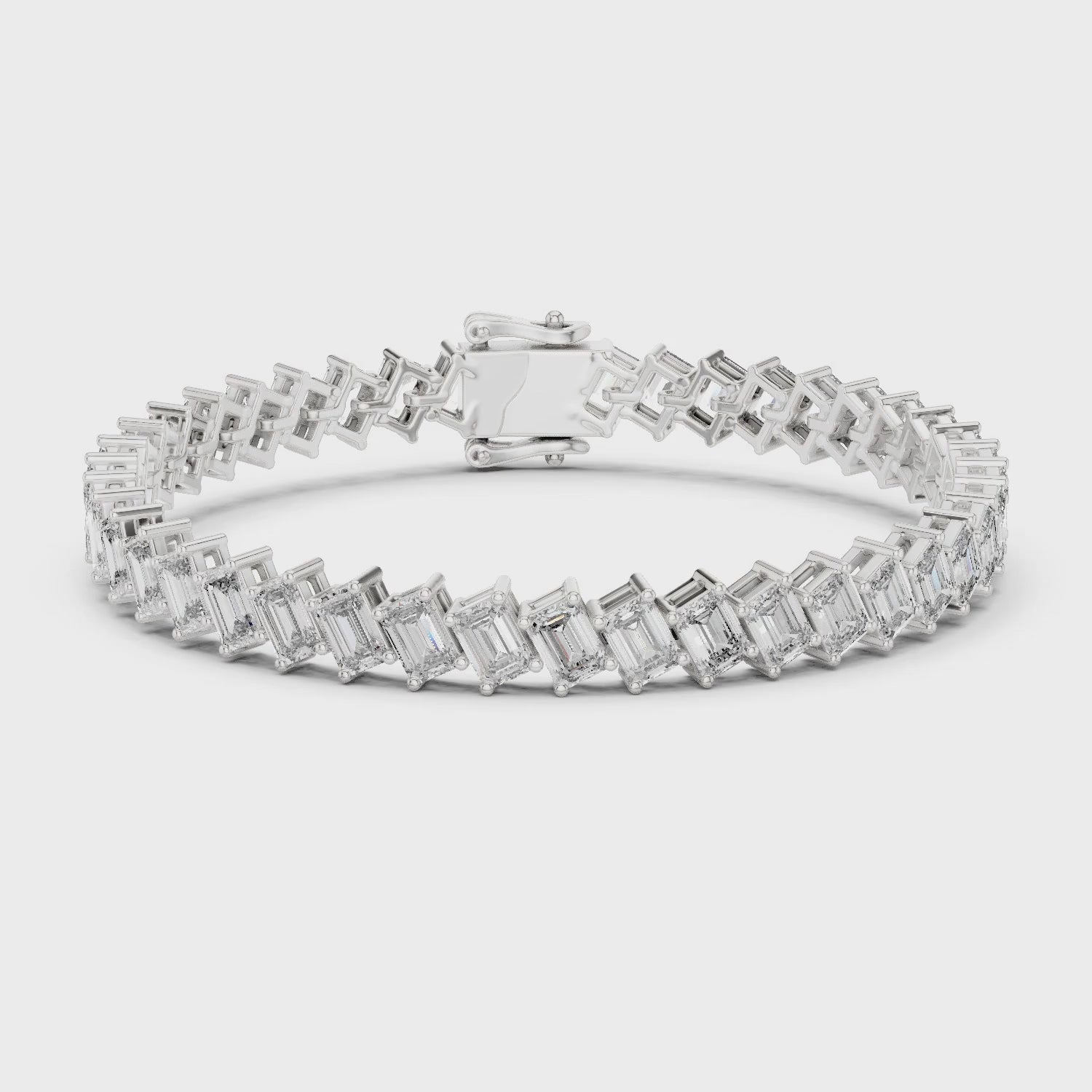 Vera 8 Carat Emerald Lab Grown Diamond Tennis Bracelet - White Gold video