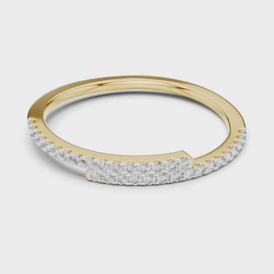 Aurora Round Lab Grown Diamond Double Row Half Eternity Ring - Yellow Gold video
