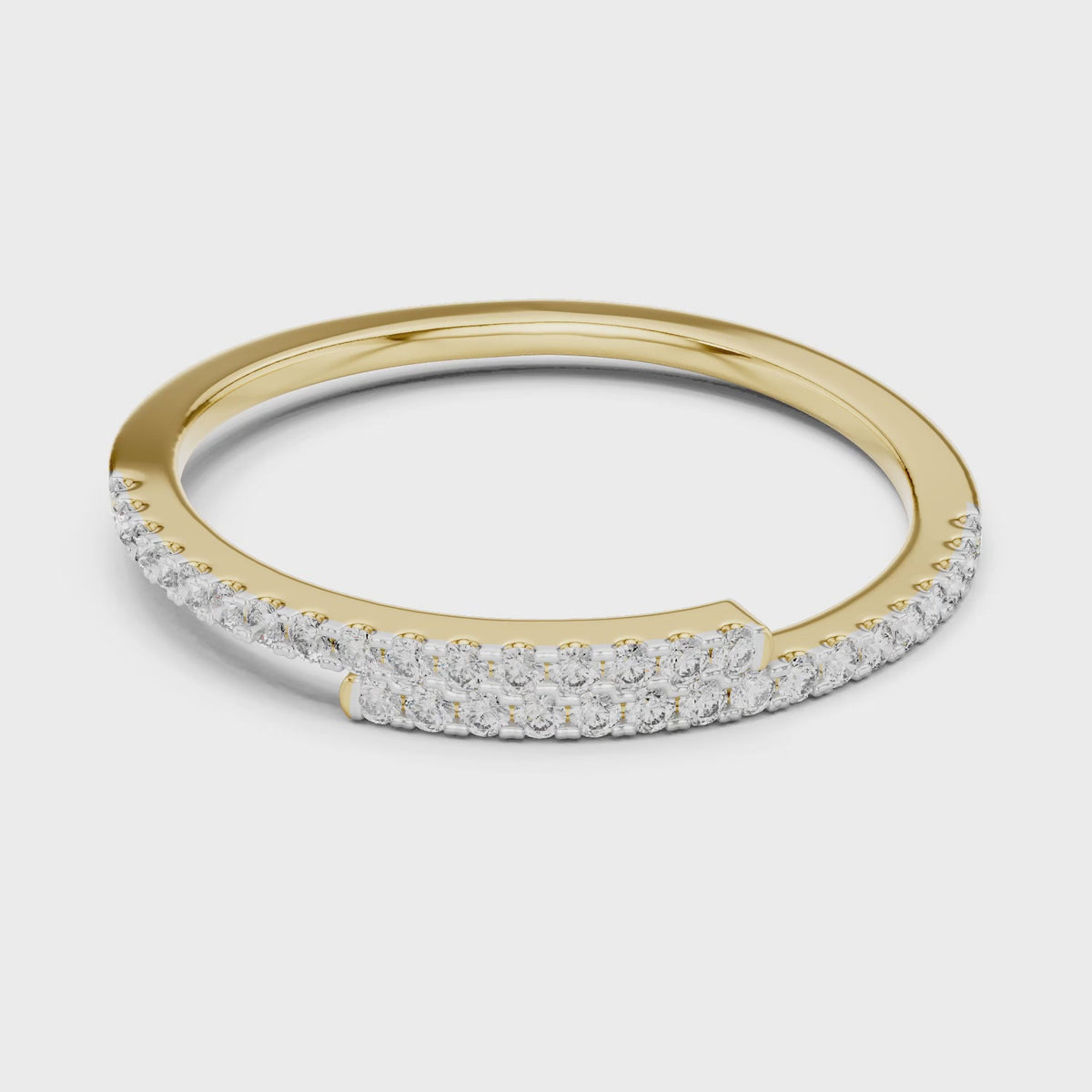 Aurora Round Lab Grown Diamond Double Row Half Eternity Ring - Yellow Gold video