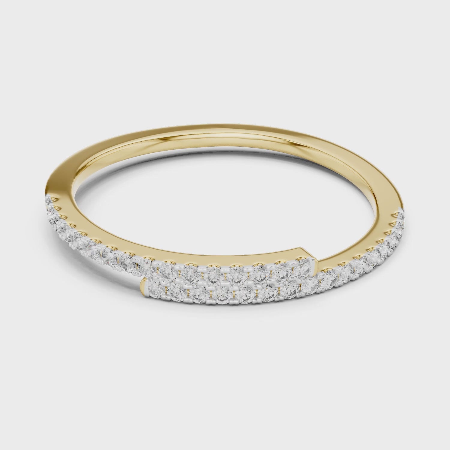 Aurora Round Lab Grown Diamond Double Row Half Eternity Ring - Yellow Gold video