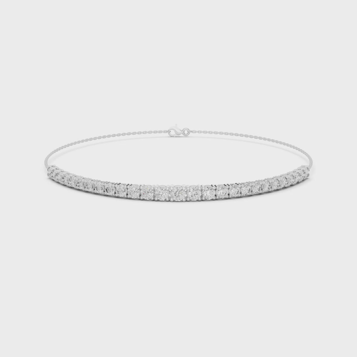 Aurora 8 Carat Round Lab Grown Diamond Chain Bracelet - White Gold video