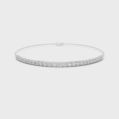 Aurora 8 Carat Round Lab Grown Diamond Chain Bracelet - White Gold video