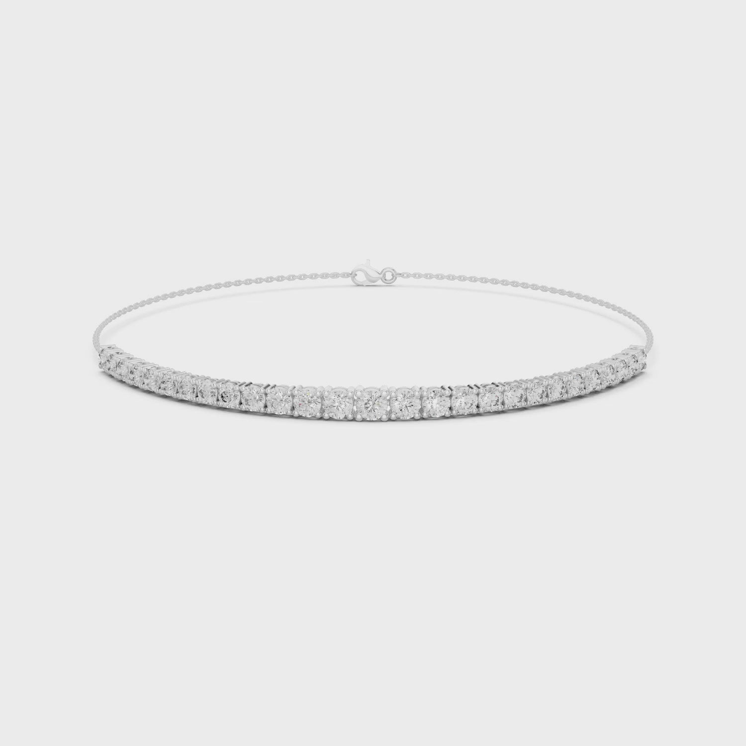 Aurora 8 Carat Round Lab Grown Diamond Chain Bracelet - White Gold video