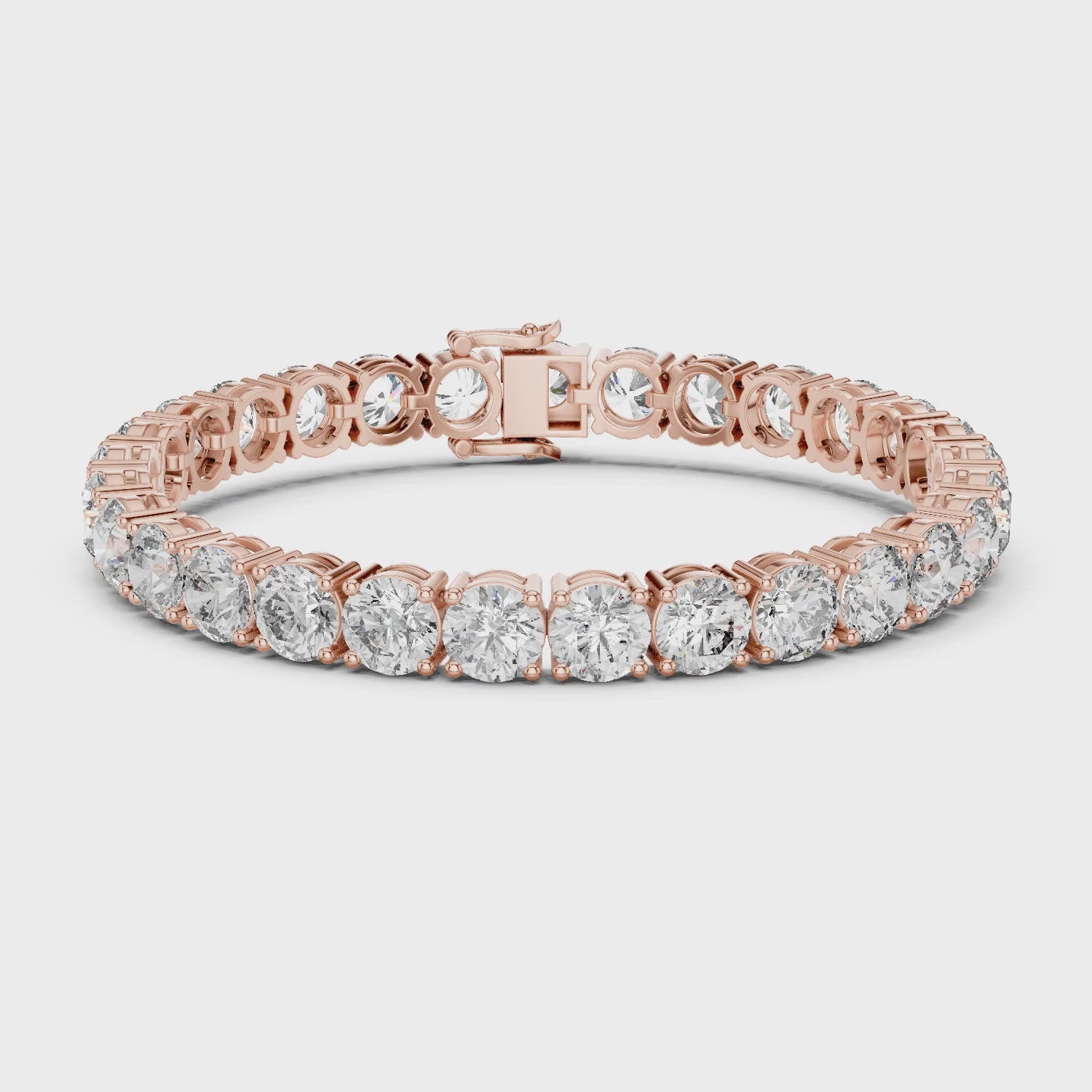 Aurora 25 Carat Round Lab Grown Diamond Tennis Bracelet - Rose Gold video