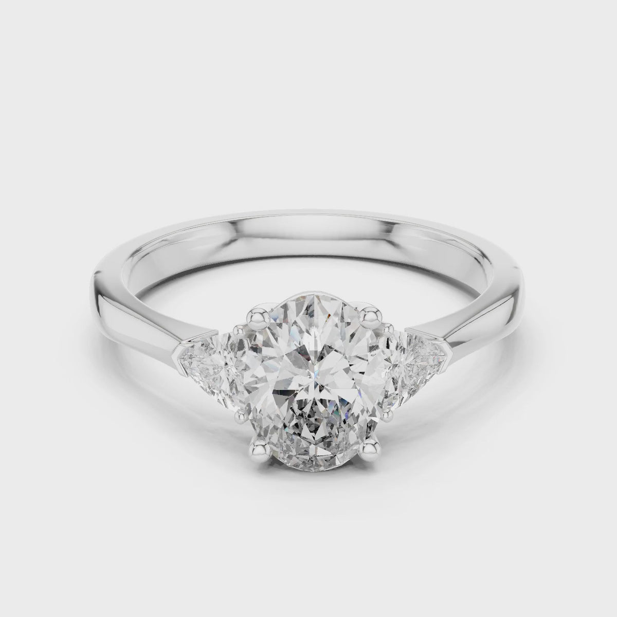 Sienna 1 Carat Oval Lab Grown Diamond Slim Three Stone Ring - White Gold video