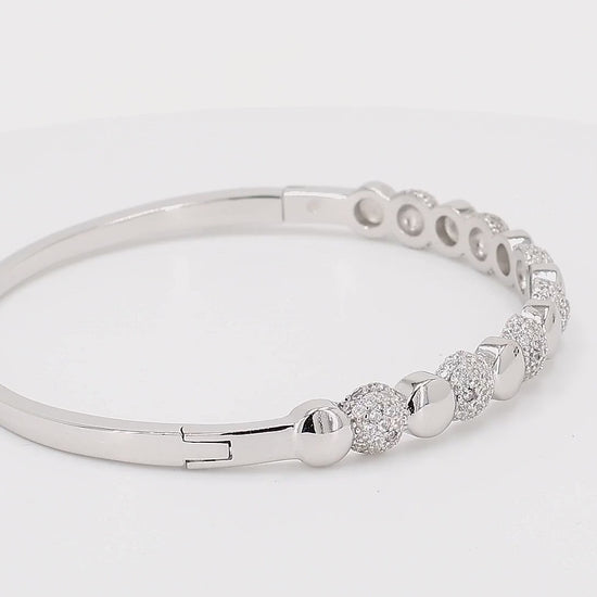 Divara Marlowe Bangle sterling silver 925 cubic zirconia bracelet, 360 degree video