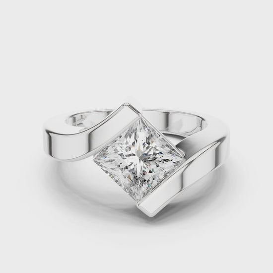 Isla 2 Carat Princess Lab Grown Diamond Bezel Ring - White Gold video