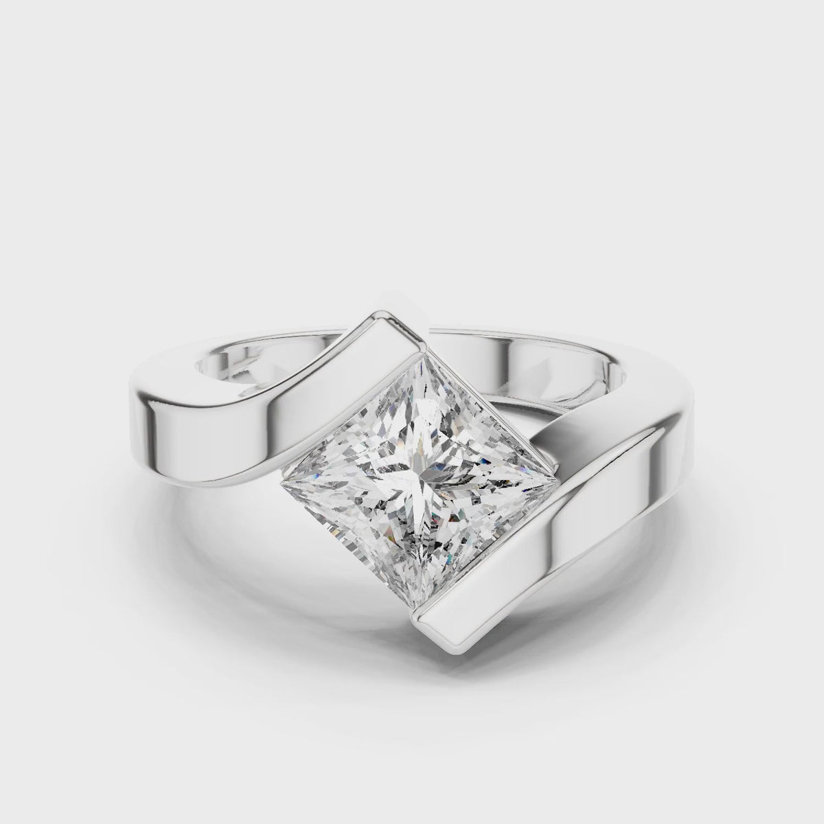 Isla 2 Carat Princess Lab Grown Diamond Bezel Ring - White Gold video