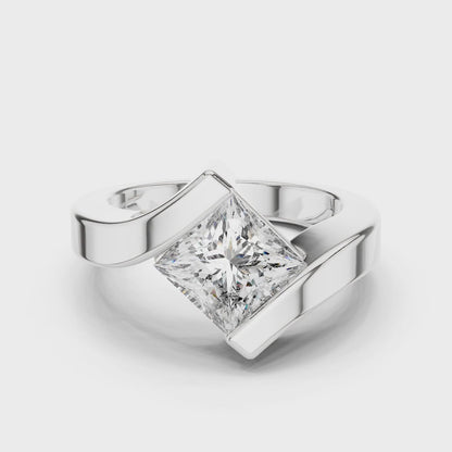 Isla 2 Carat Princess Lab Grown Diamond Bezel Ring - White Gold video