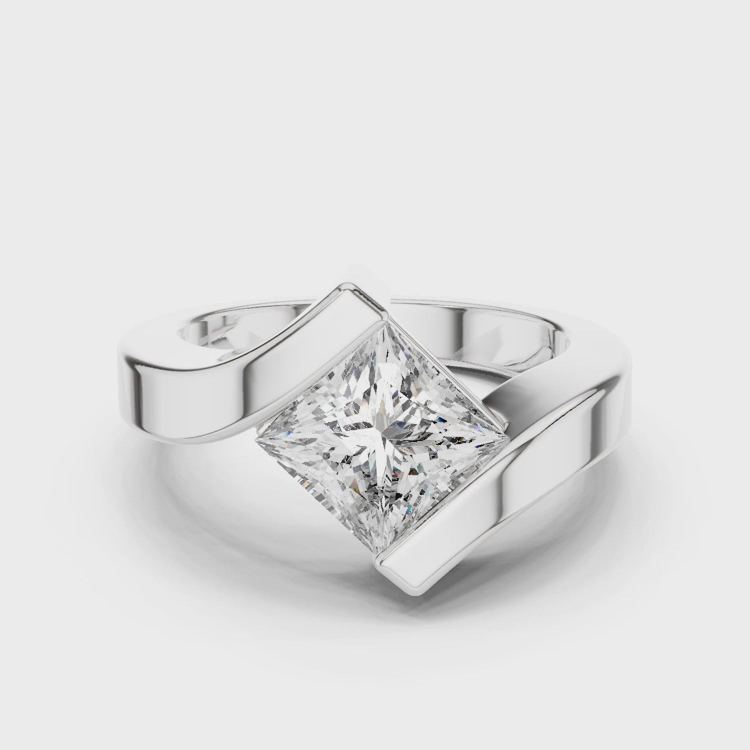 Isla 2 Carat Princess Lab Grown Diamond Bezel Ring - White Gold video