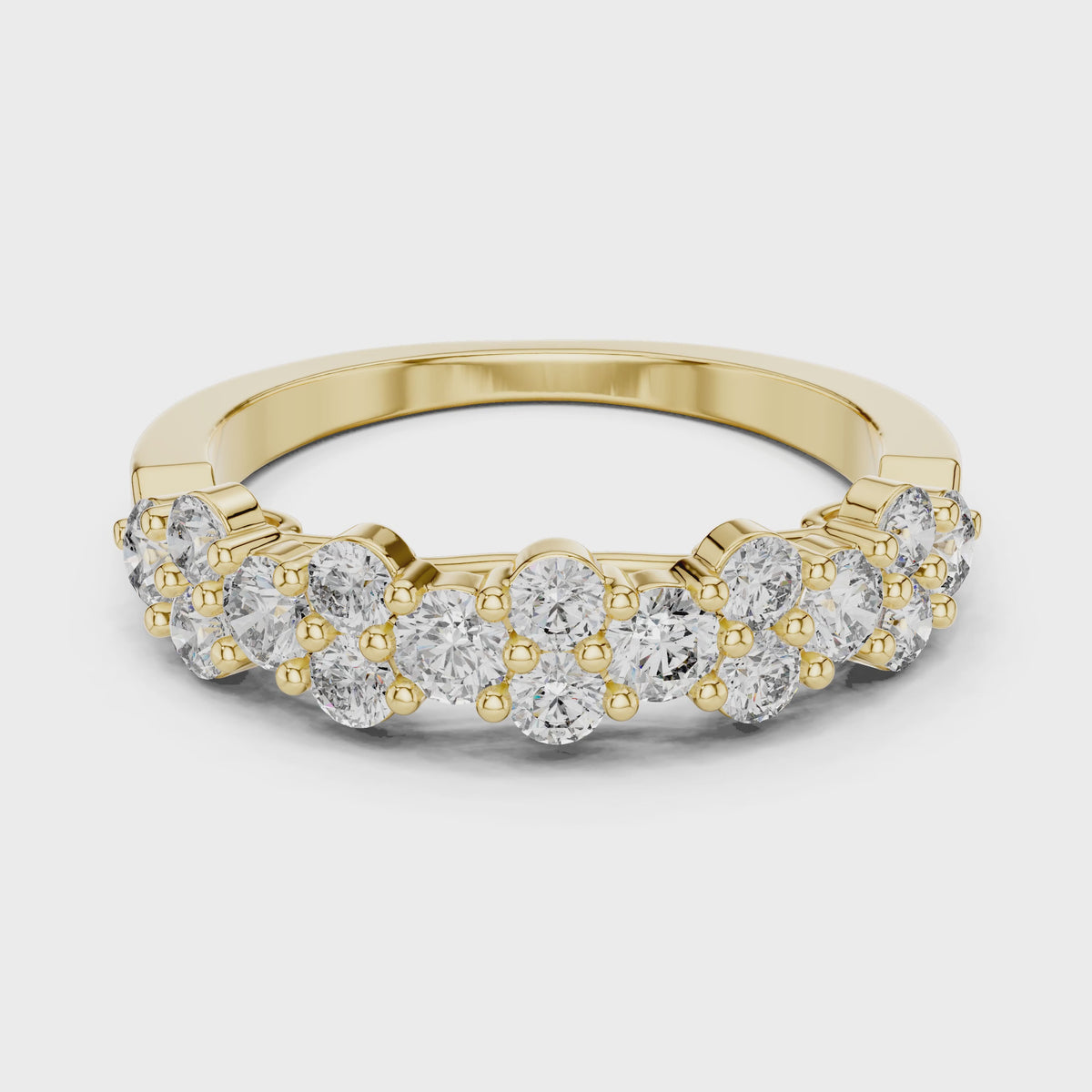 Aurora 1 Carat Round Lab Grown Diamond Half Eternity Ring - Yellow Gold video