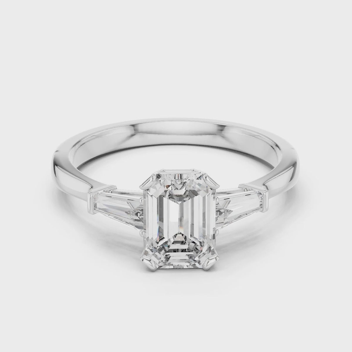 Vera 1 Carat Emerald Lab Grown Diamond Graduated Three Stone Ring - White Gold video