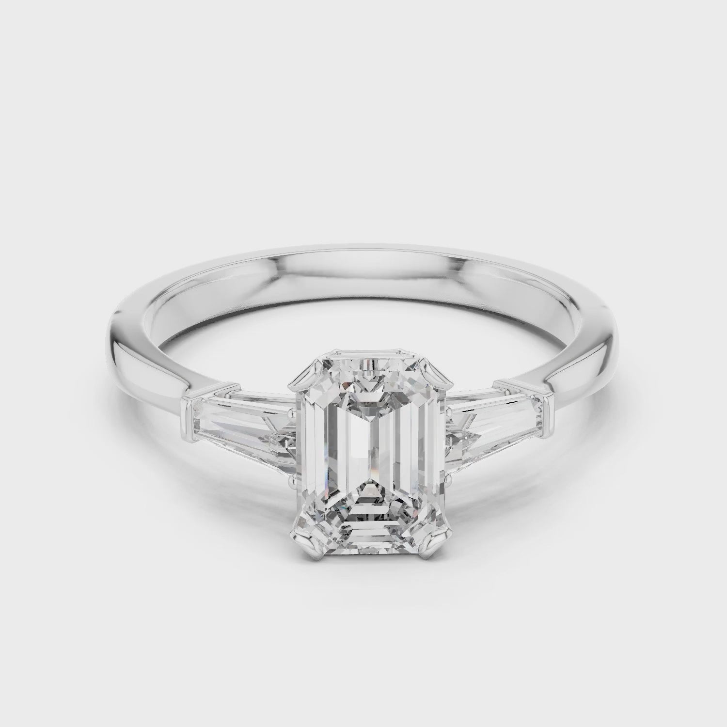 Vera 1 Carat Emerald Lab Grown Diamond Graduated Three Stone Ring - White Gold video