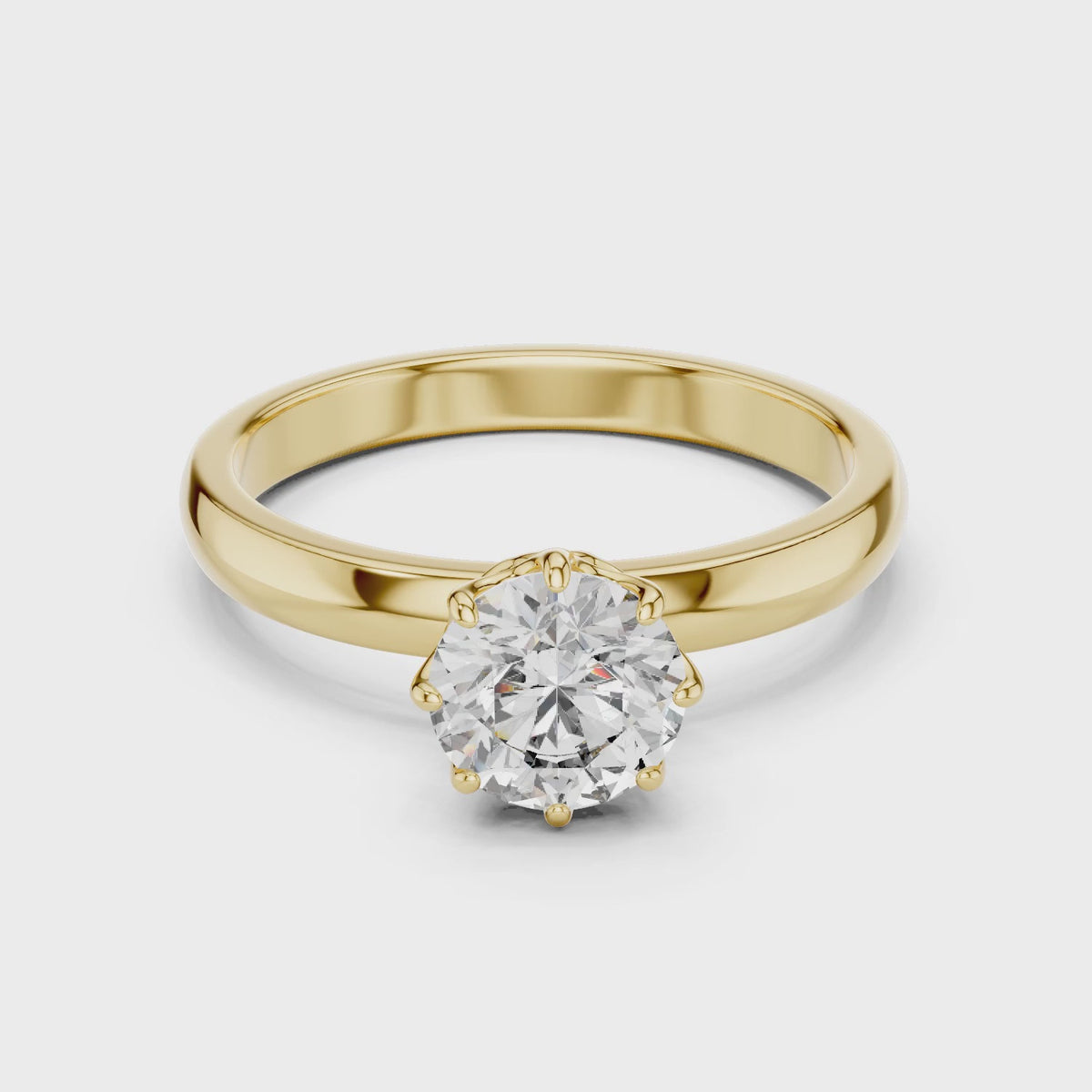 Clara 1 Carat Round Lab Grown Diamond Claw Solitaire Engagement Ring - Yellow Gold video