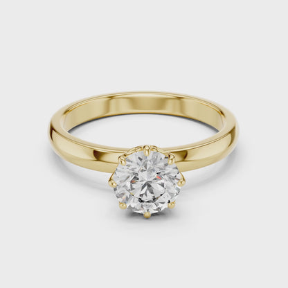 Clara 1 Carat Round Lab Grown Diamond Claw Solitaire Engagement Ring - Yellow Gold video