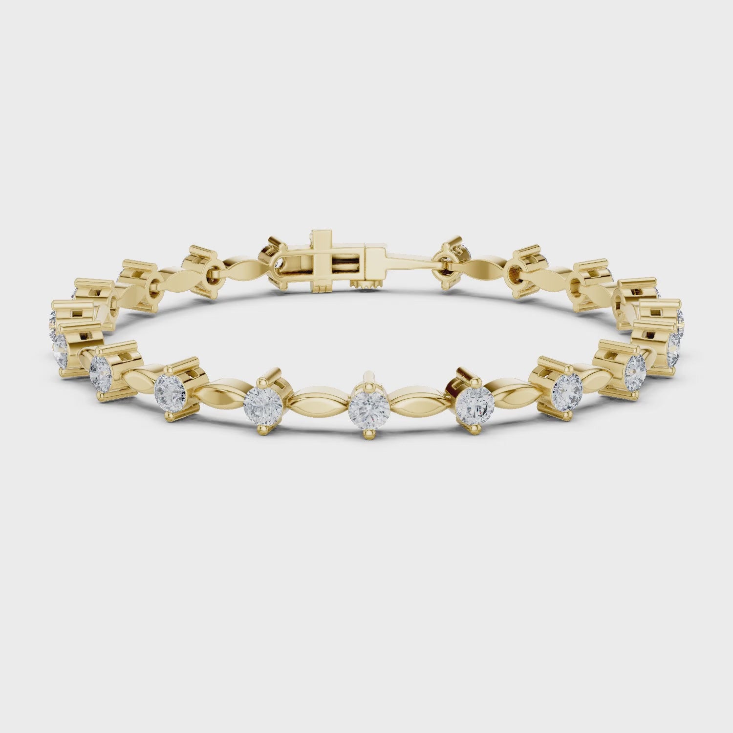 Isla 2 Carat Round Lab Grown Diamond Station Bracelet - Yellow Gold video