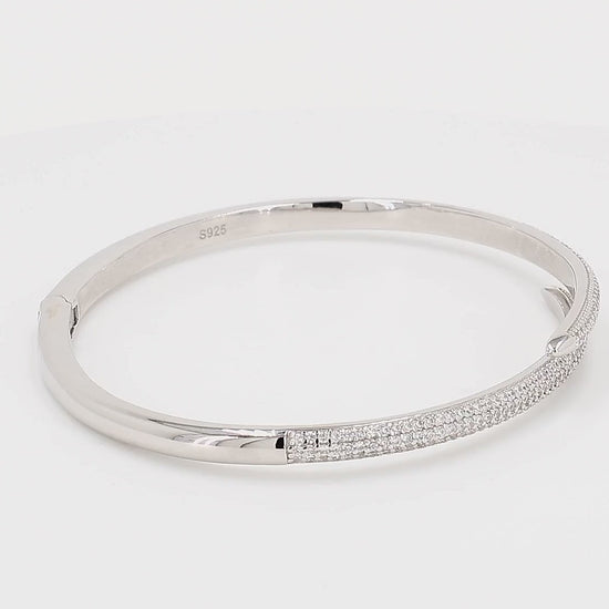 Divara Ines Bangle sterling silver 925 cubic zirconia bracelet, 360 degree video