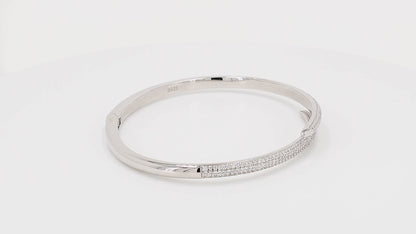 Divara Ines Bangle sterling silver 925 cubic zirconia bracelet, 360 degree video