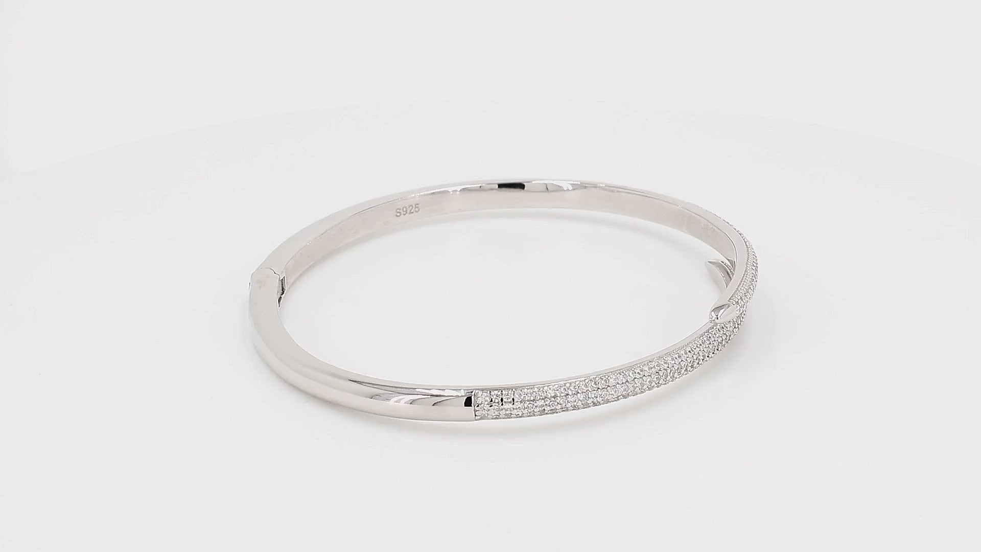 Divara Ines Bangle sterling silver 925 cubic zirconia bracelet, 360 degree video