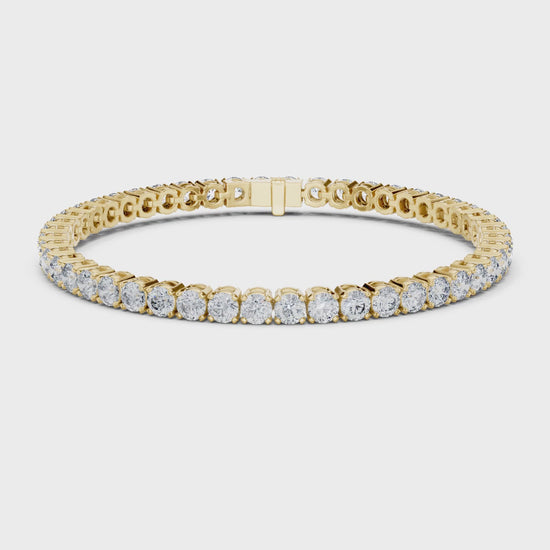 Aurora 7 Carat Round Lab Grown Diamond Double Row Tennis Bracelet - Yellow Gold video
