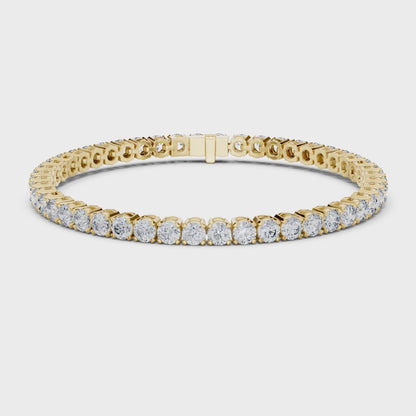 Aurora 7 Carat Round Lab Grown Diamond Double Row Tennis Bracelet - Yellow Gold video
