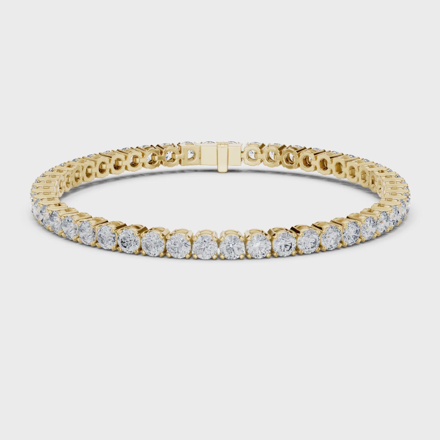 Aurora 7 Carat Round Lab Grown Diamond Double Row Tennis Bracelet - Yellow Gold video