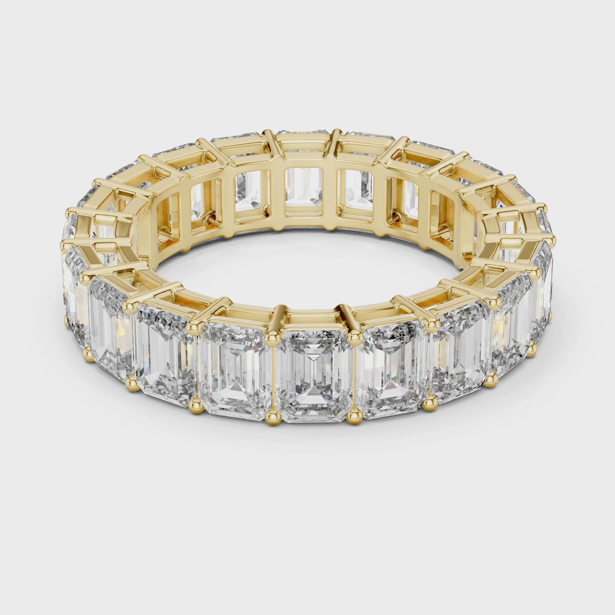 Aurora 6 Carat Emerald Lab Grown Diamond Collet Eternity Ring - Yellow Gold video