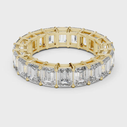 Aurora 6 Carat Emerald Lab Grown Diamond Collet Eternity Ring - Yellow Gold video