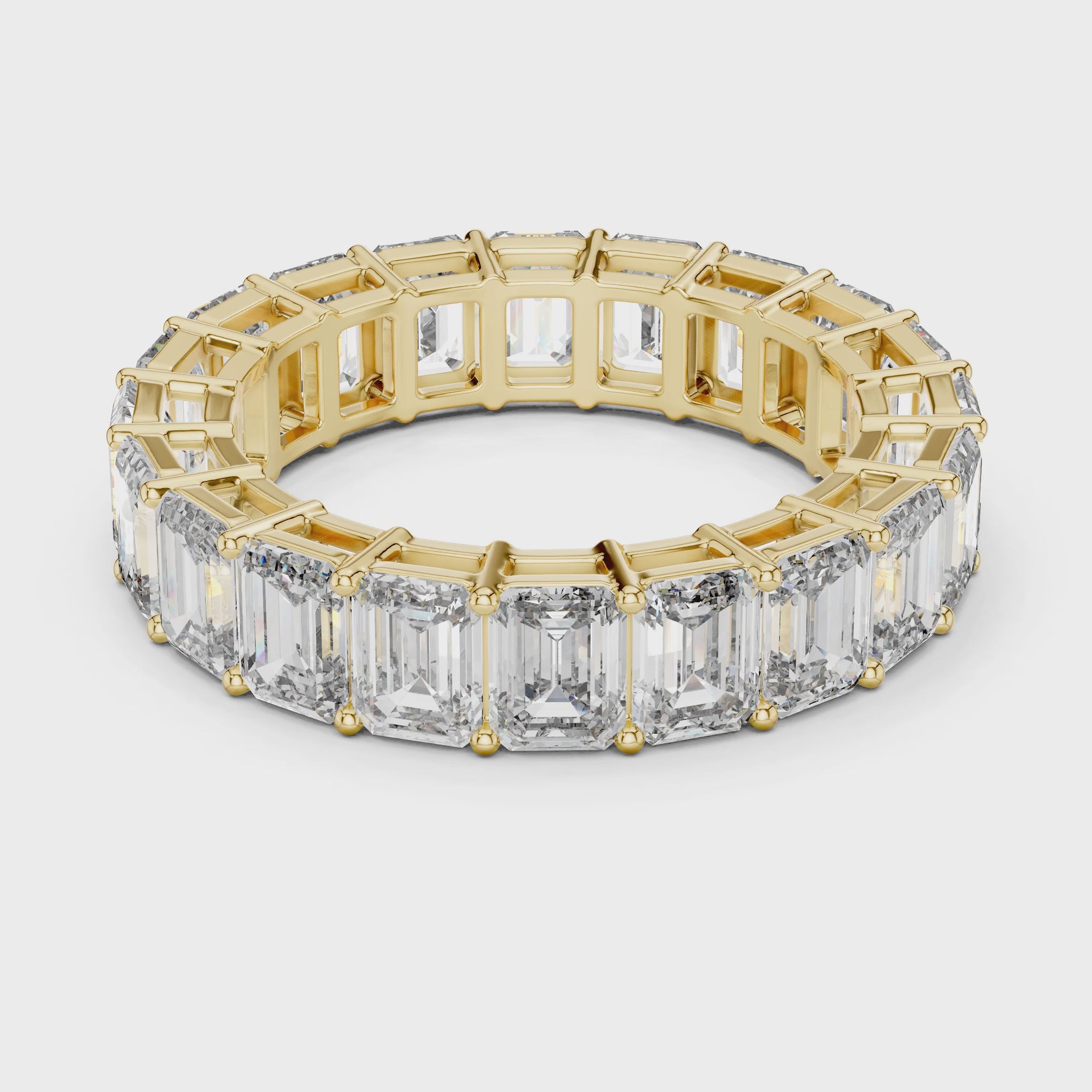 Aurora 6 Carat Emerald Lab Grown Diamond Collet Eternity Ring - Yellow Gold video