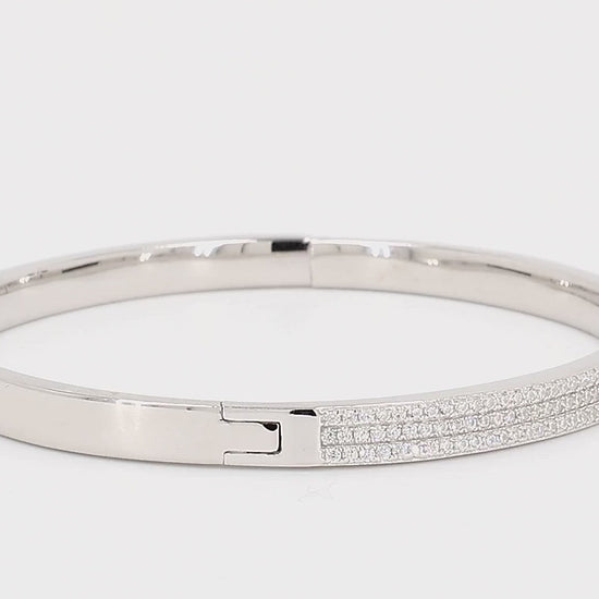Divara Elara Bangle sterling silver 925 cubic zirconia bracelet, 360 degree video