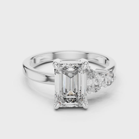 Vera 2 Carat Round Lab Grown Diamond Two Stone Three Stone Ring - White Gold video