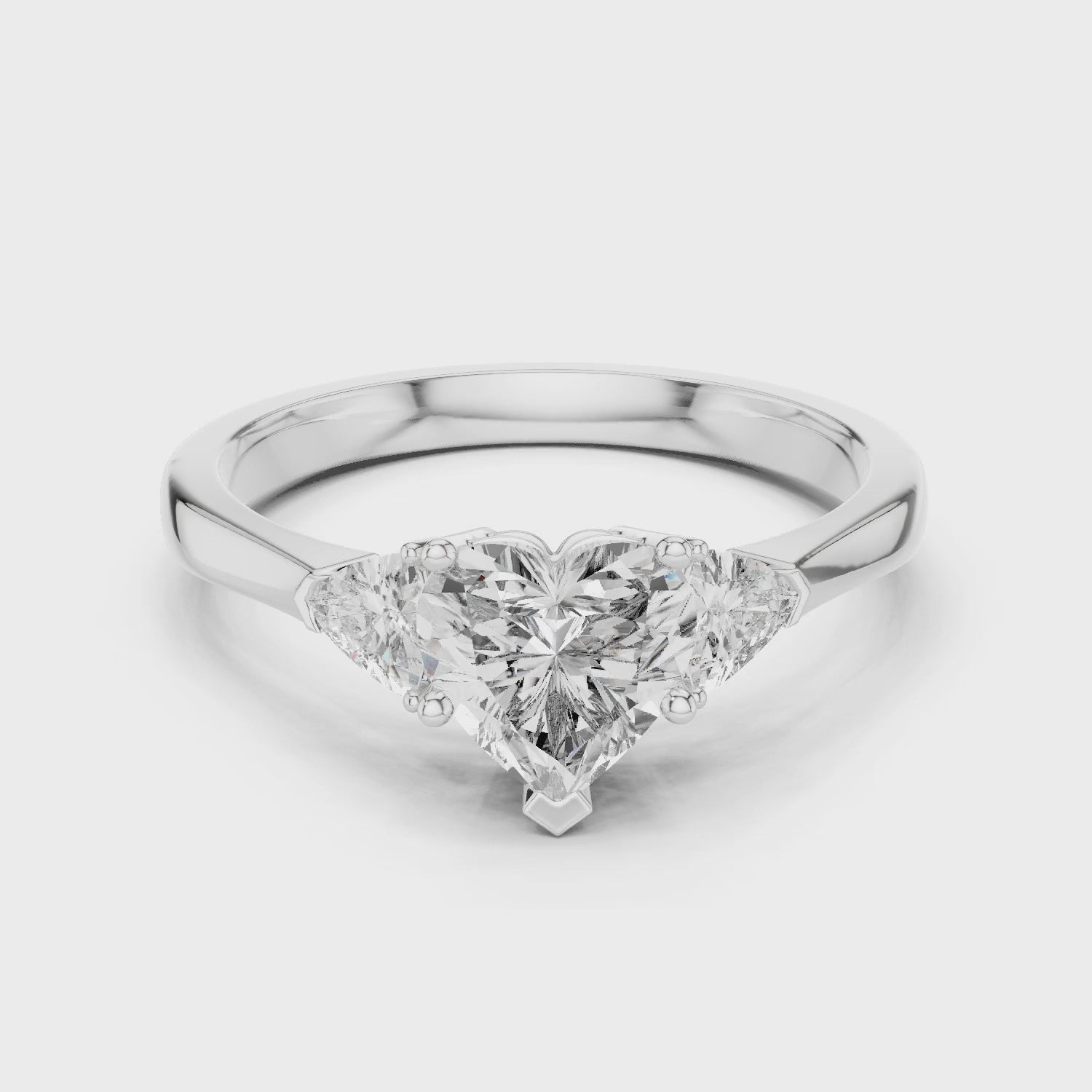 Amara 1 Carat Heart Lab Grown Diamond Collet Three Stone Ring - White Gold video