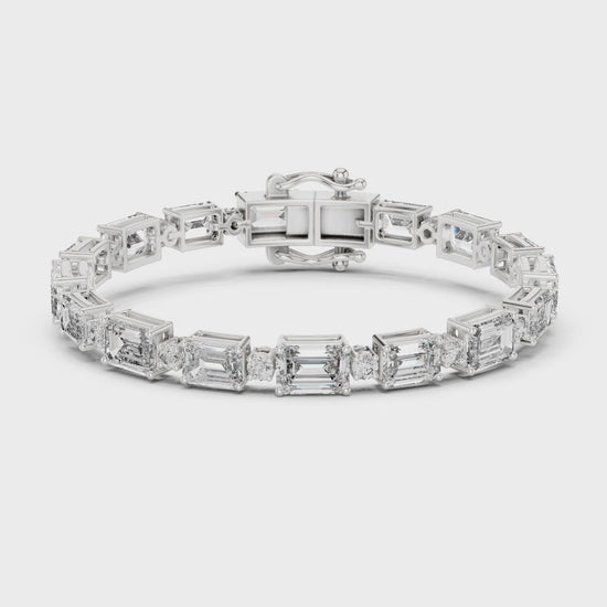 Vera 12 Carat Emerald Lab Grown Diamond Collet Tennis Bracelet - White Gold video