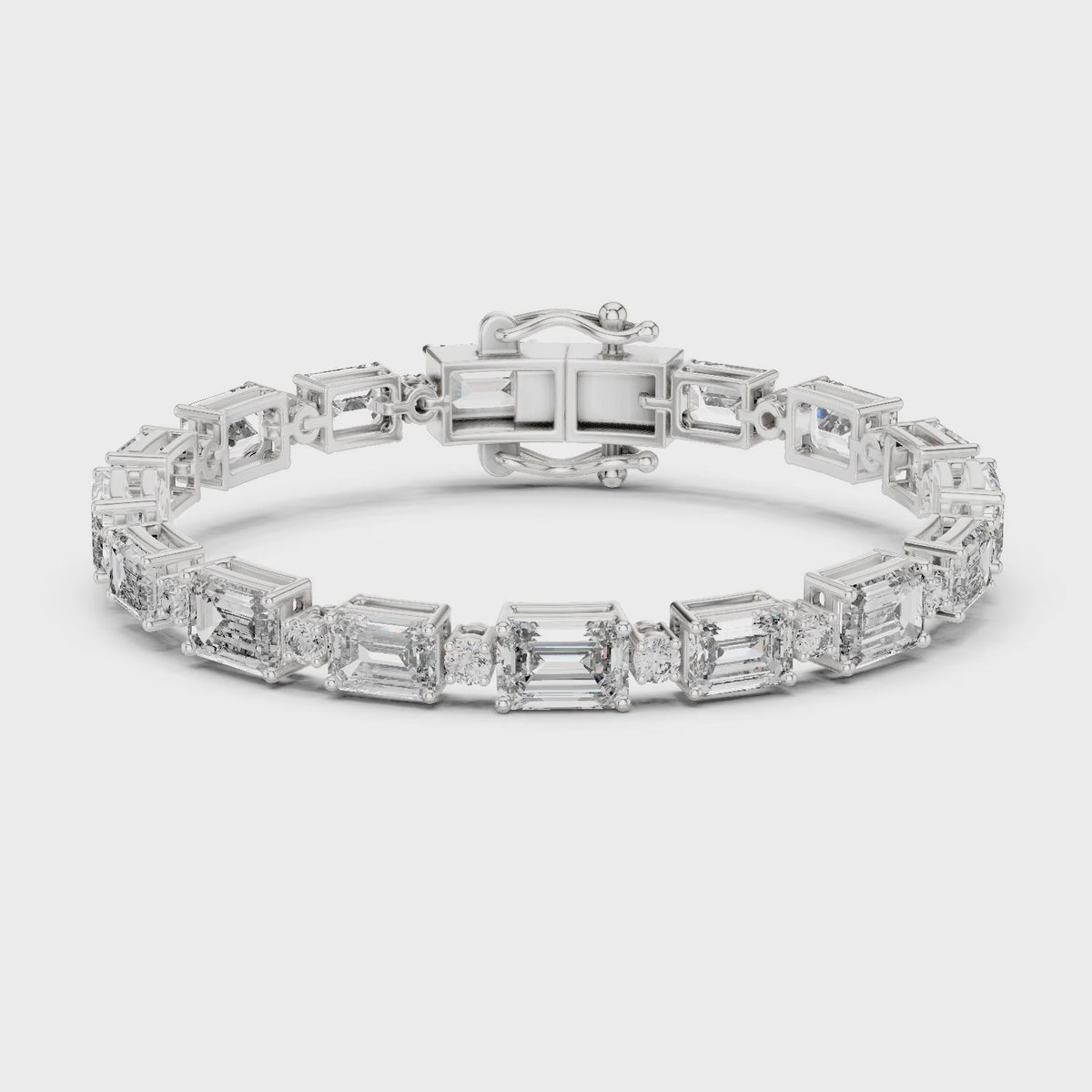 Vera 12 Carat Emerald Lab Grown Diamond Collet Tennis Bracelet - White Gold video