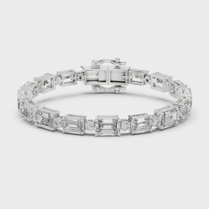 Vera 12 Carat Emerald Lab Grown Diamond Collet Tennis Bracelet - White Gold video