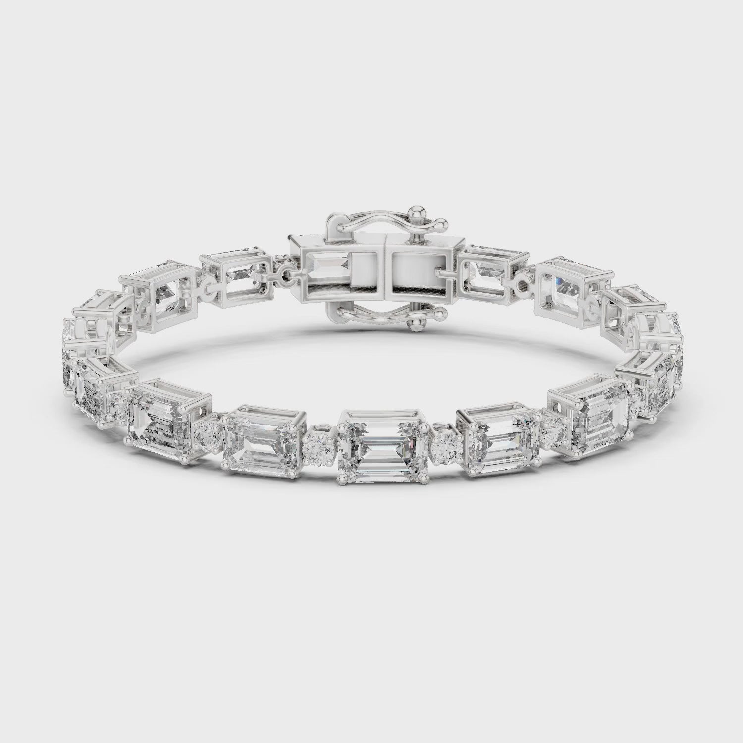 Vera 12 Carat Emerald Lab Grown Diamond Collet Tennis Bracelet - White Gold video