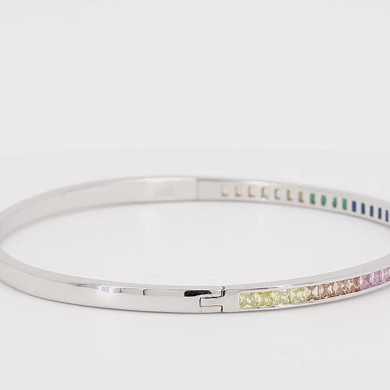 Divara Harlow Bangle sterling silver 925 cubic zirconia bracelet, 360 degree video