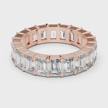 Aurora 6 Carat Emerald Lab Grown Diamond Emerald Cut Eternity Ring - Rose Gold video