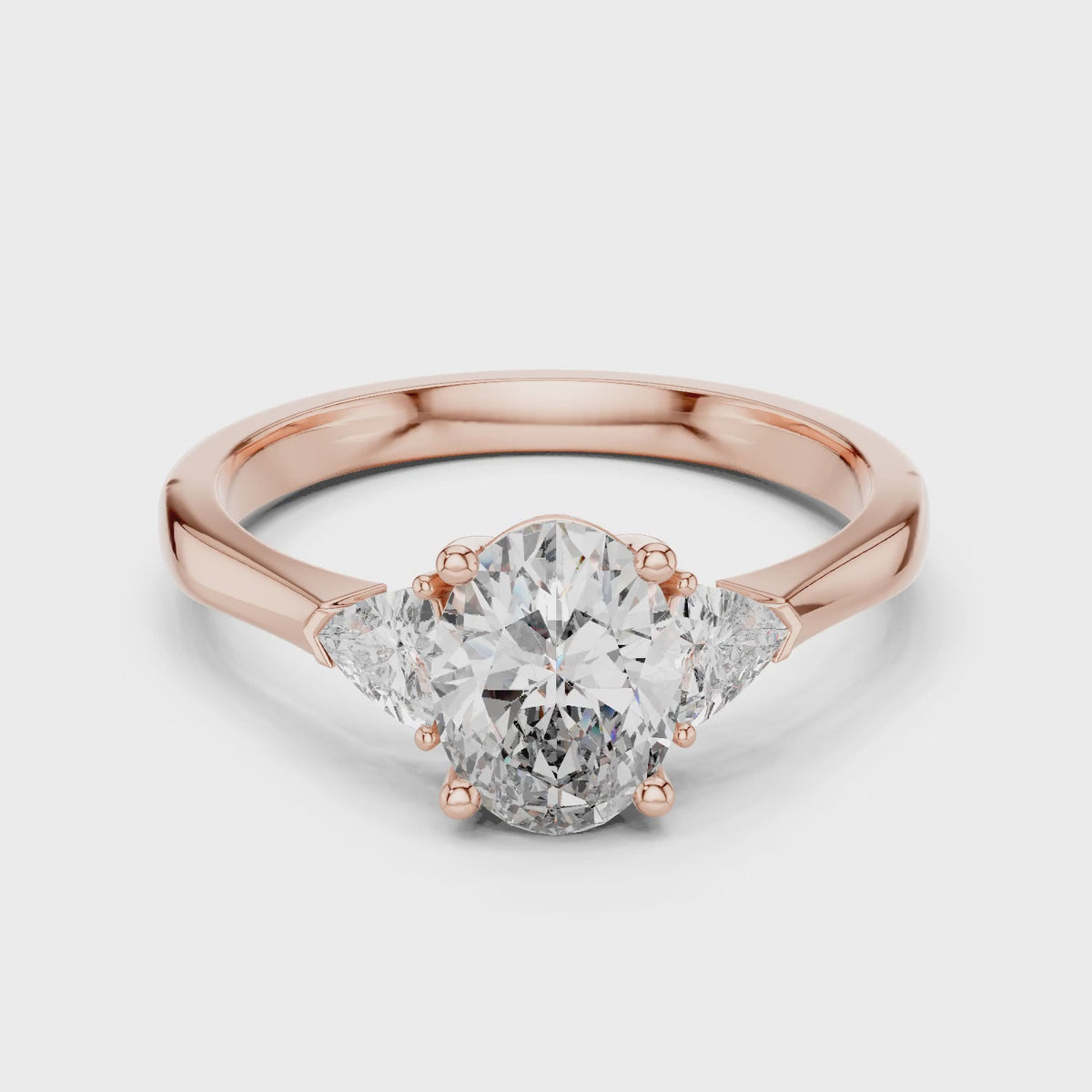 Sienna 1 Carat Oval Lab Grown Diamond Slim Three Stone Ring - Rose Gold video
