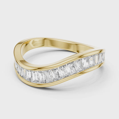 Vera Baguette Lab Grown Diamond Half Eternity Ring - Yellow Gold video