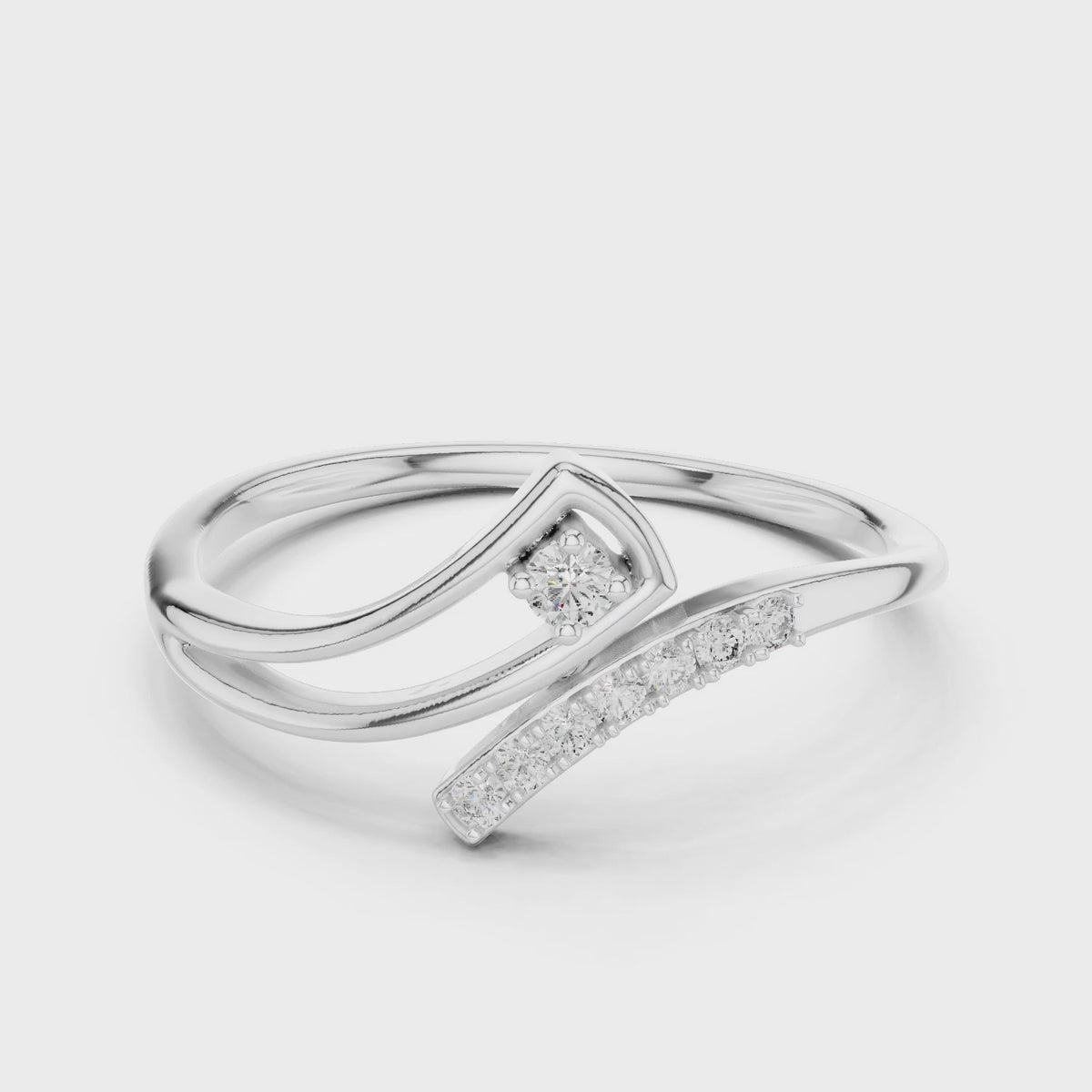 Flora Round Lab Grown Diamond Floral Open Ring - White Gold video