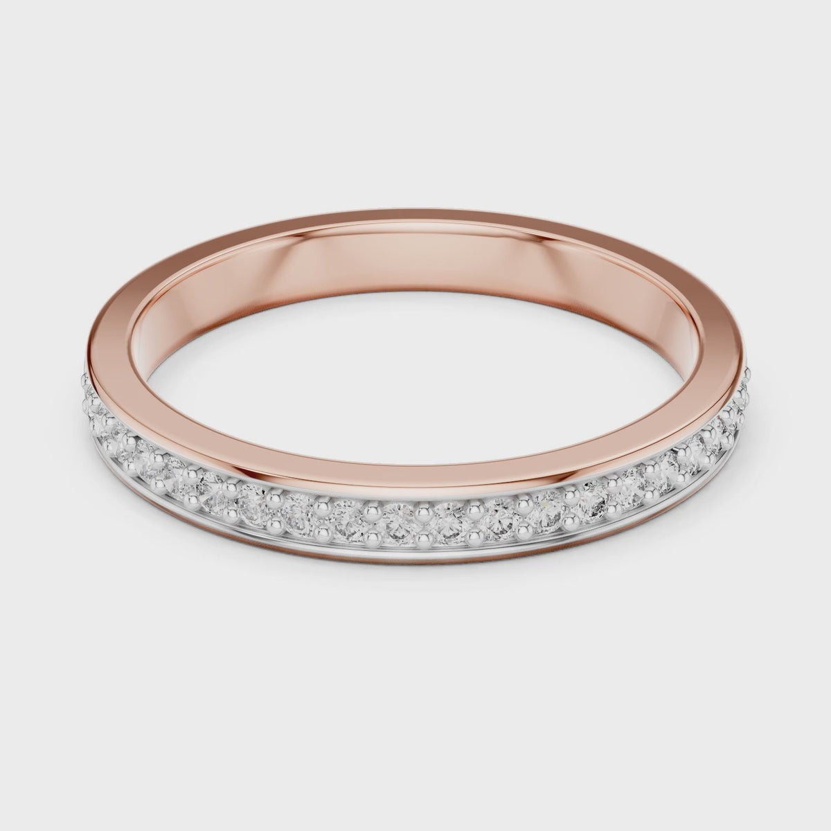 Aurora Round Lab Grown Diamond Pave Half Eternity Ring - Rose Gold video