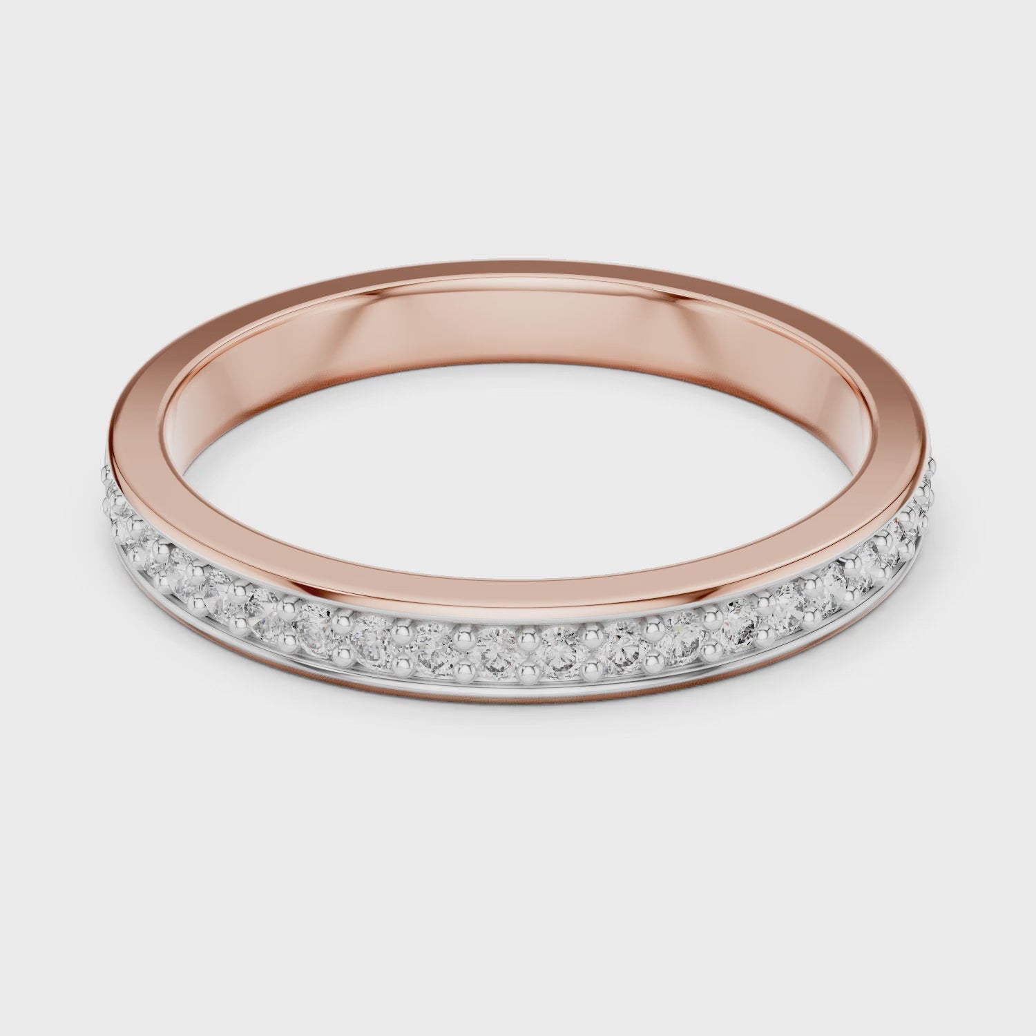 Aurora Round Lab Grown Diamond Pave Half Eternity Ring - Rose Gold video