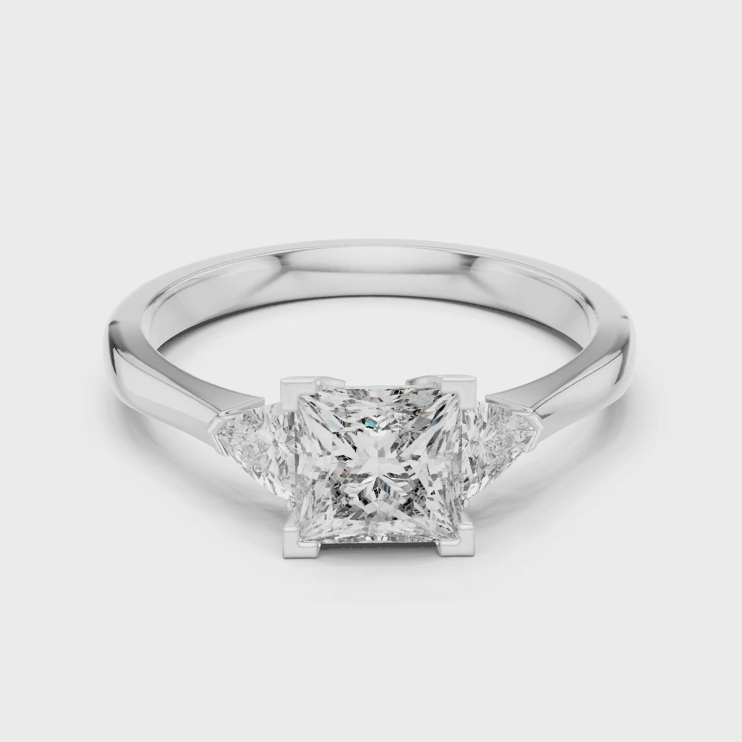 Vera 1 Carat Princess Lab Grown Diamond Three Stone Ring - White Gold video
