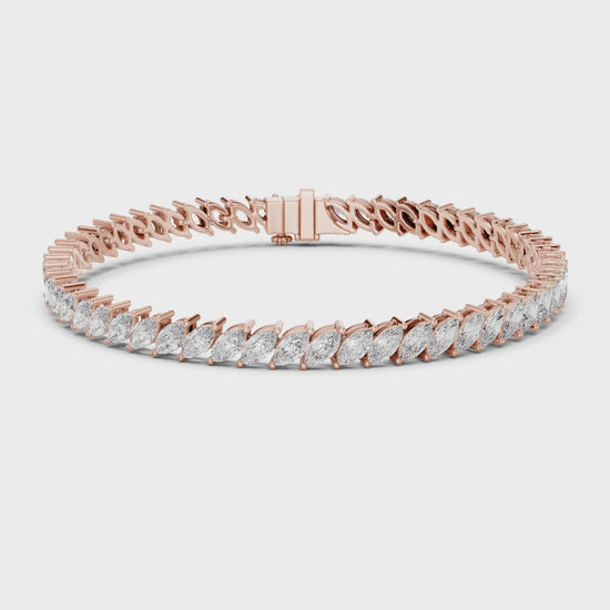 Aurora 9 Carat Marquise Lab Grown Diamond Tennis Bracelet - Rose Gold video