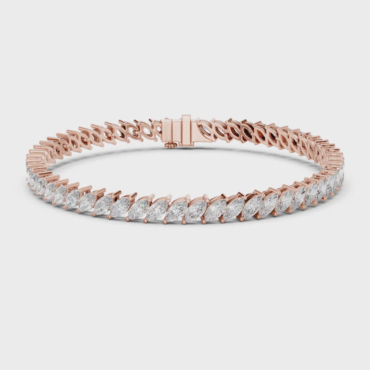 Aurora 9 Carat Marquise Lab Grown Diamond Tennis Bracelet - Rose Gold video